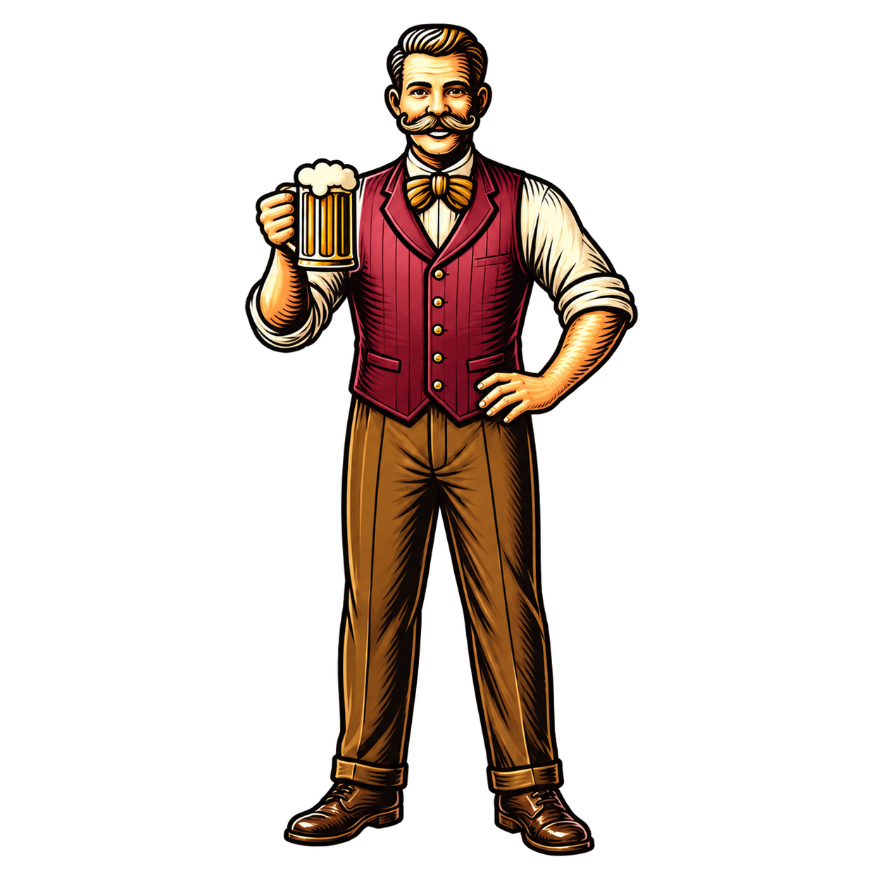 De Kastelein met een glas bier